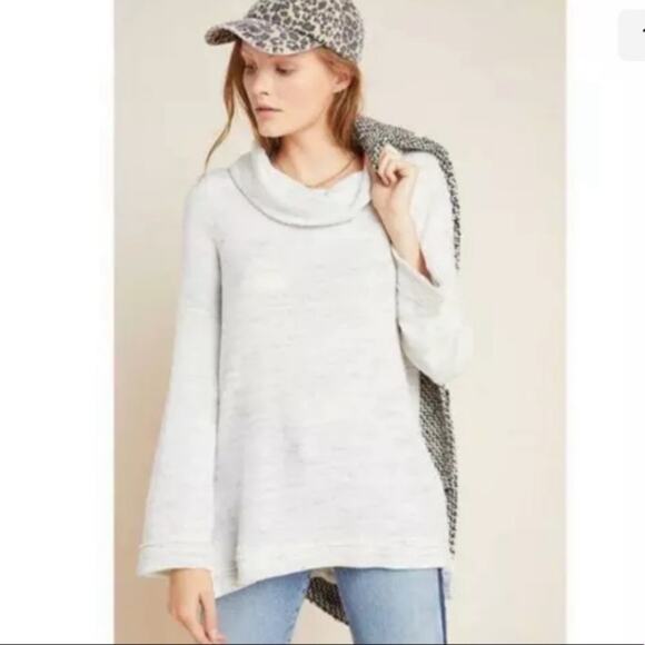 Maeve Anthropologie Sweater Small Gray Hacci Cowlneck Tunic - Picture 1 of 11